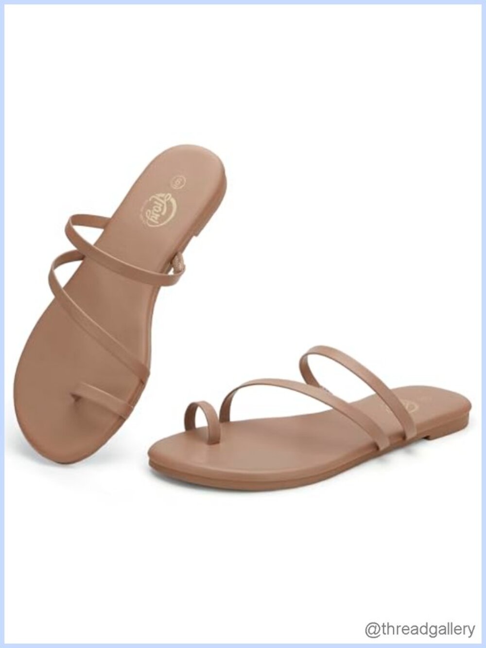Women's Miami Toe Loop Strappy Flat Sandals Vegan Leather Slip On